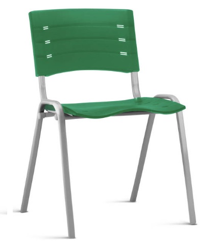 Cadeira NEW ISO Fixa Empilhável | Estrutura Cinza - Assento e encosto Colorido