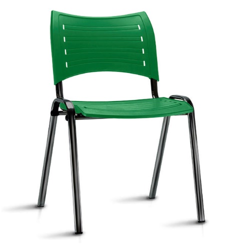 Cadeira ISO Fixa Empilhável | Estrutura Preta - Assento e encosto Preto