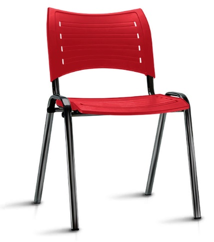 Cadeira ISO Fixa Empilhável | Estrutura Preta - Assento e encosto Preto