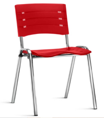 Cadeira NEW ISO Fixa Empilhável | Estrutura Cromada - Assento e encosto Colorido 