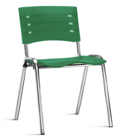 Cadeira NEW ISO Fixa Empilhável | Estrutura Cromada - Assento e encosto Colorido 