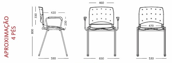 Cadeira fixa Empilhável Ergoplax | Estrutura preta - Assento polipropileno