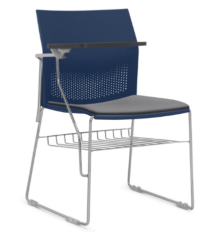 Cadeira Connect Universitária - Prancheta Escamoteável - Estrutura Cromada | Suporte para Livros *Assento Estofado