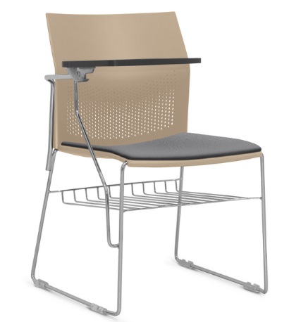 Cadeira Connect Universitária - Prancheta Escamoteável - Estrutura Cromada | Suporte para Livros *Assento Estofado
