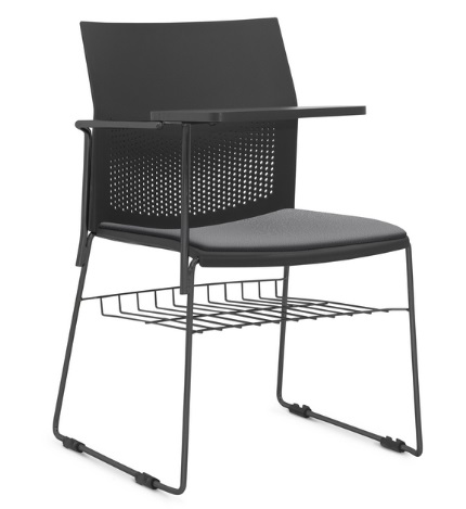 Cadeira Connect Universitária - Prancheta Fixa - Estrutura Cromada | Suporte para Livros *Assento Estofado