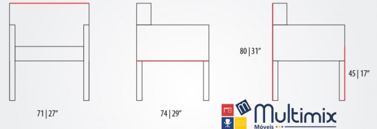 Poltrona Cheyenne 1lugar I Diversas opções de revestimento I com 0,71 m de comprimento *Com Assento Estofado