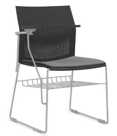 Cadeira Connect Universitária - Prancheta Escamoteável - Estrutura Preta ou Cinza | Suporte para Livros *Assento Estofado