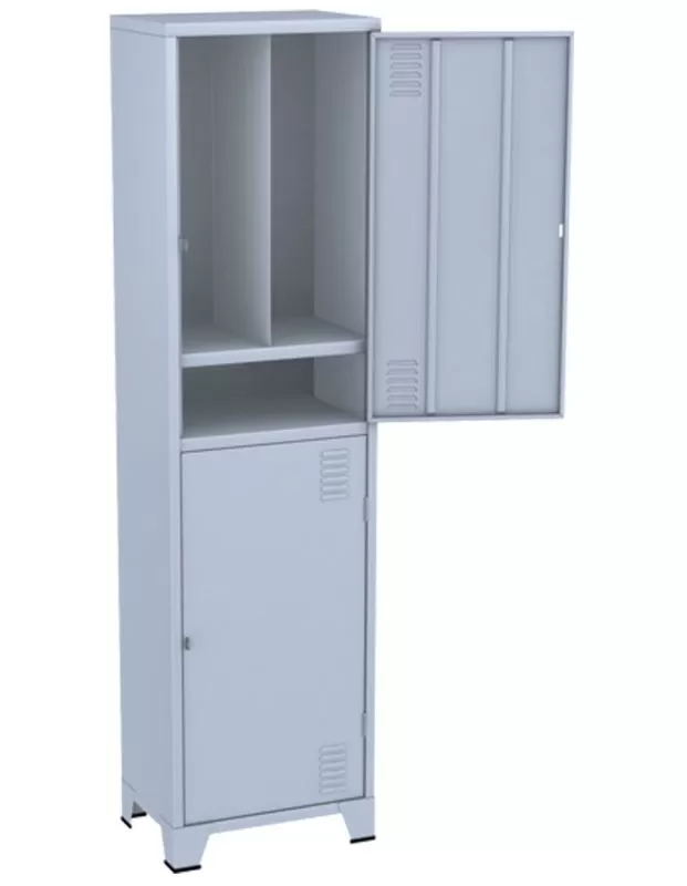 GRP-02 INS Chapa 22 - Roupeiro de aço Insalubre 2 portas com sapateira - NR 24 e NR 18
