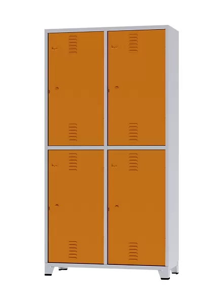 GRP-04 INS Chapa 24 - Roupeiro de aço Insalubre 4 portas | Divisão Vertical