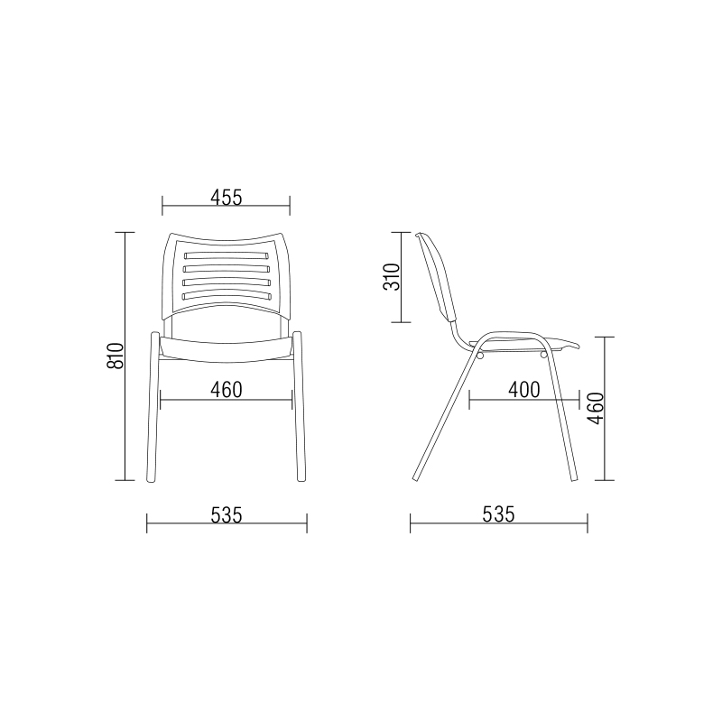 Cadeira ISO Fixa Empilhável | Estrutura Cromada - Assento e encosto Colorido *Sem braço