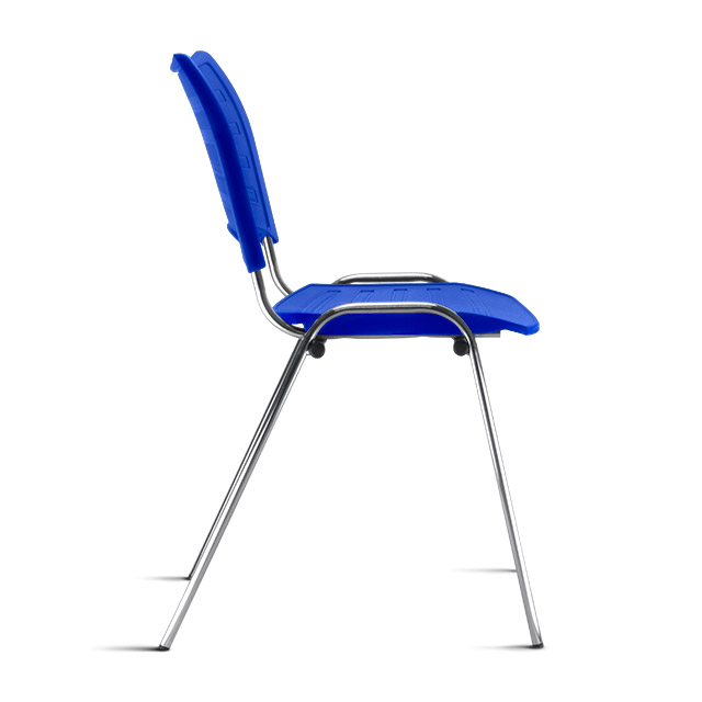 Cadeira ISO Fixa Empilhável | Estrutura Cromada - Assento e encosto Colorido *Sem braço