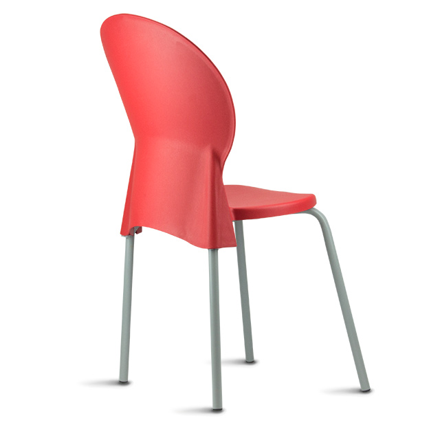 Cadeira LUNA Fixa Empilhável | Estrutura preta ou cinza - Assento e encosto Colorido *Sem braço