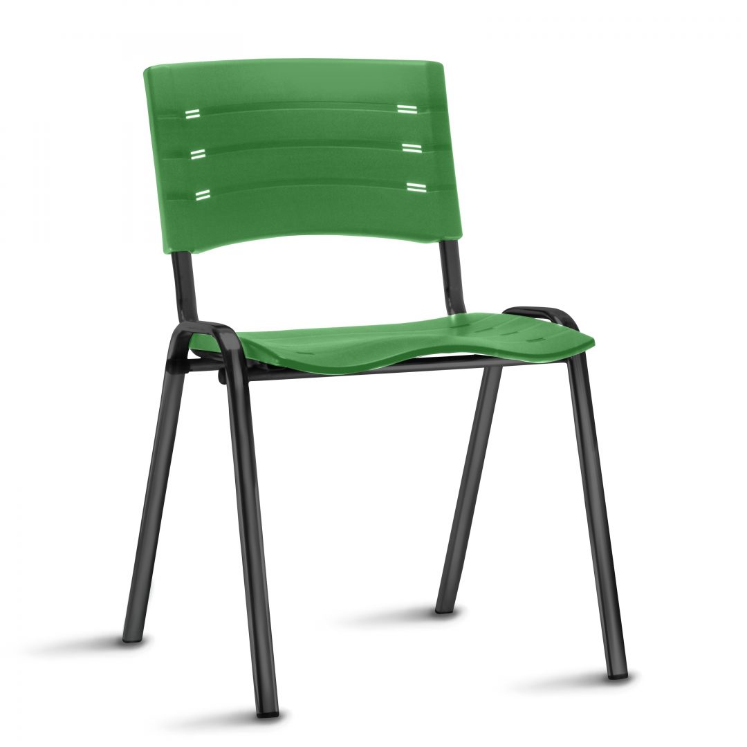 Cadeira NEW ISO Fixa Empilhável | Estrutura preta ou cinza - Assento e encosto Colorido *Sem braço