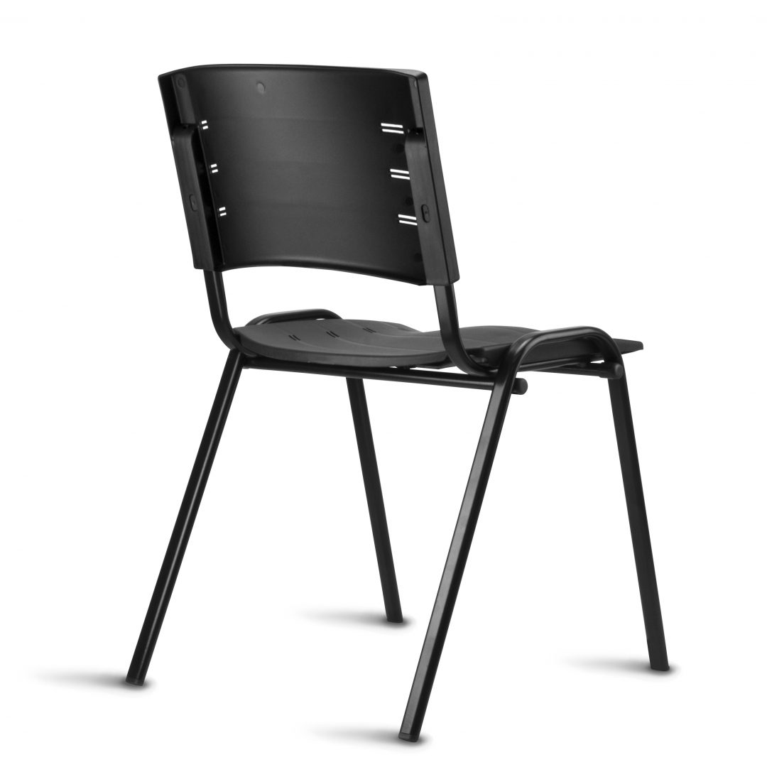 Cadeira NEW ISO Fixa Empilhável | Estrutura preta ou cinza - Assento e encosto Colorido *Sem braço