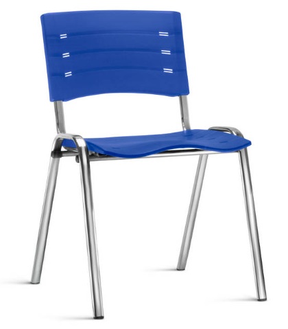 Cadeira NEW ISO Fixa Empilhável | Estrutura Cromada - Assento e encosto Colorido *Sem braço