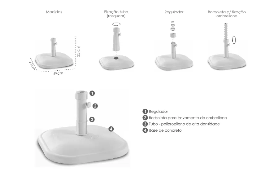 Base Para Ombrelone em Concreto 25kg - Branca