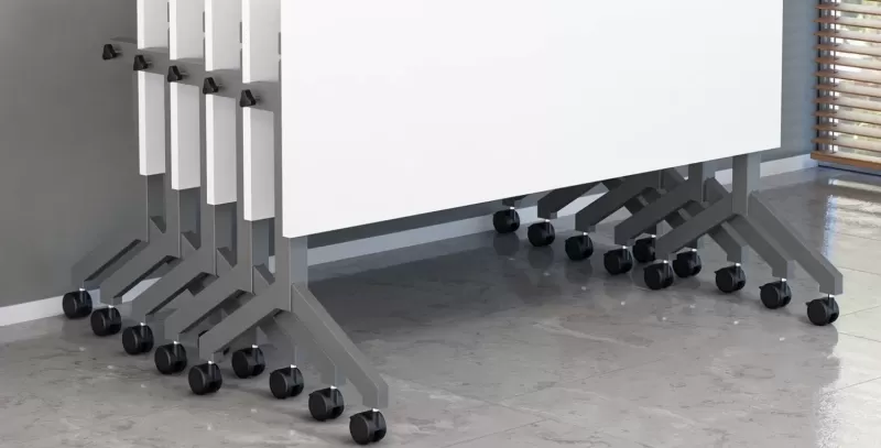 Mesa Escritório e Reunião Rebatível | Larg. 1100 x Prof. 600 x Alt. 750 - Tampo 25mm *com rodízios