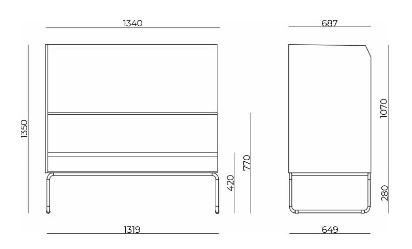 Sofá Pix Para Dois Lugares com Lateral Direita Fechada