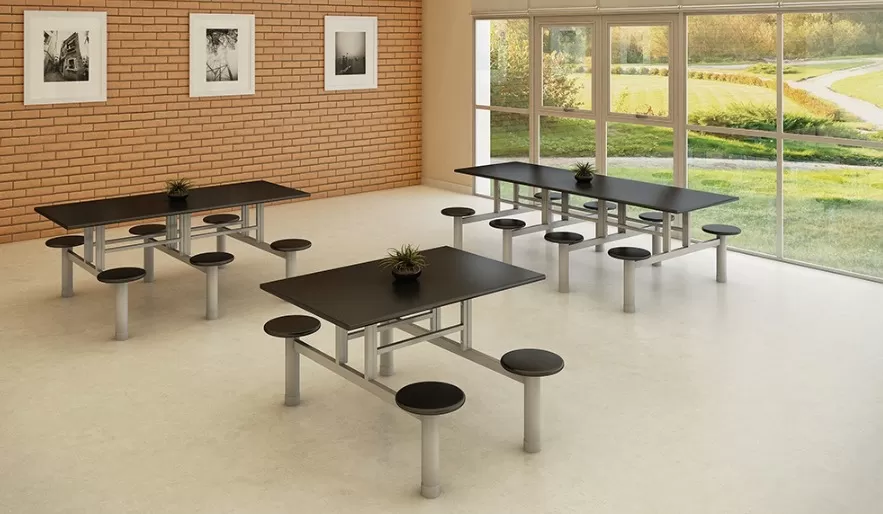 Mesa Refeitório 4 Lugares - Larg. 1,20 m x Prof. 80 cm x Alt.72 cm | Tampo Mdp 25mm Melamínico