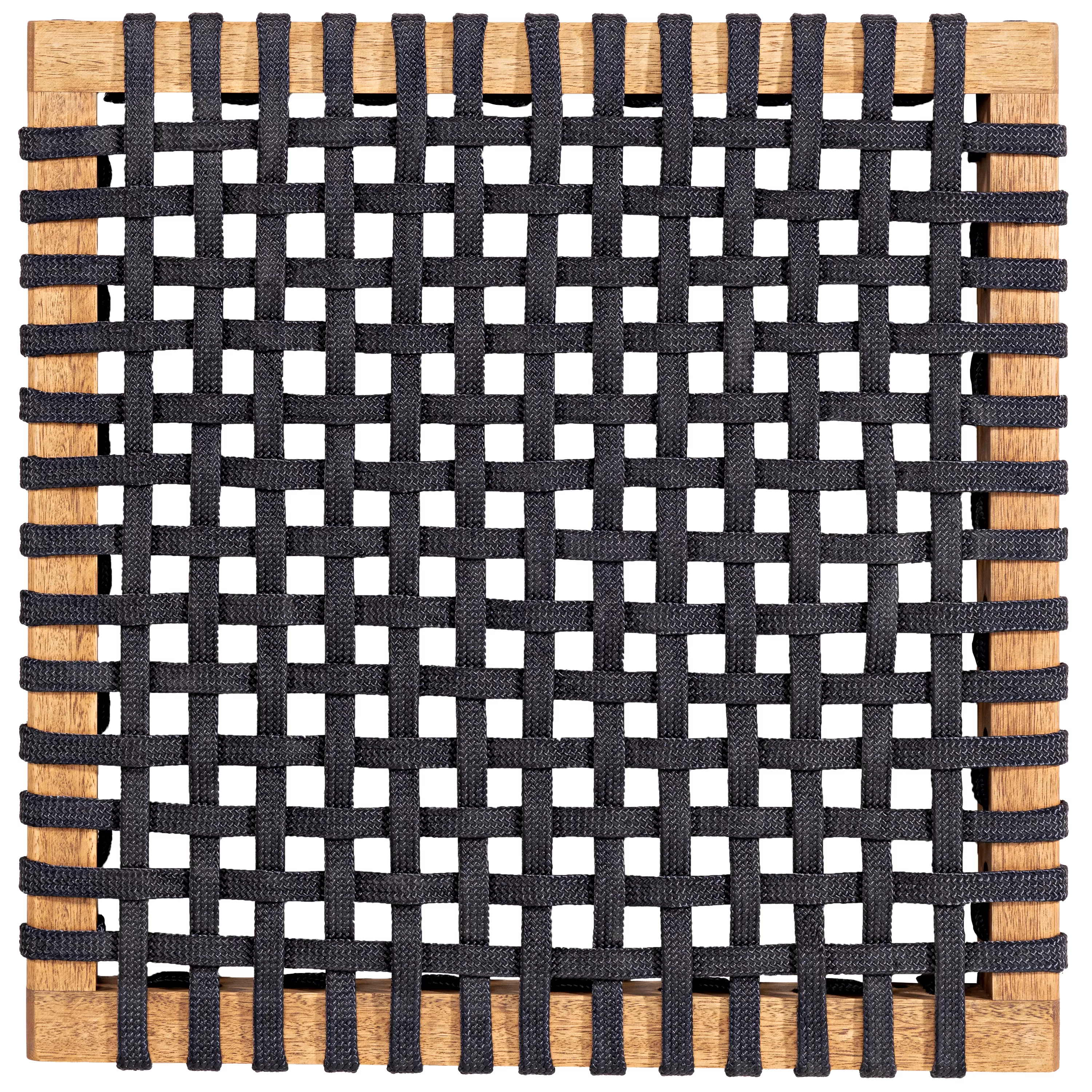 Sofá em Madeira 3 Lugares Corda Preta | Linha Traço - Alt. 0,83 cm X Larg. 1,55 cm X Prof. 0,72 cm - Espaço Casa e Jardim