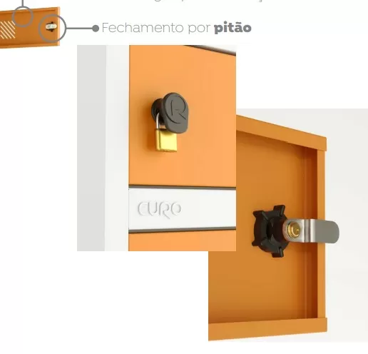 Locker em aço | Porta Celular e Objetos - 10 Portas | Fechadura - Pitão para cadeado, Cores Diversas