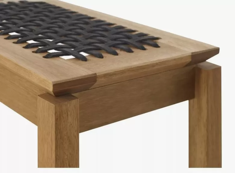 Banco em Madeira Corda Preta | Linha Traço - Alt. 0,43 cm X Larg. 1,80 cm X Prof. 0,37 cm - Espaço Casa e Jardim