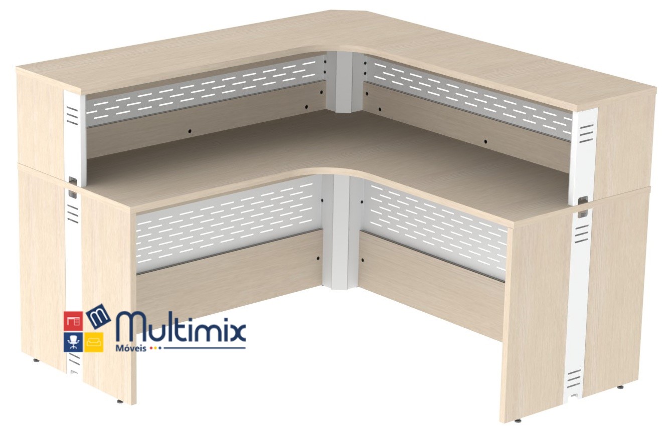 Balcão para Recepção | Attuale 25 mm Cores - Medida 1,20 X 1,40 Painel Misto