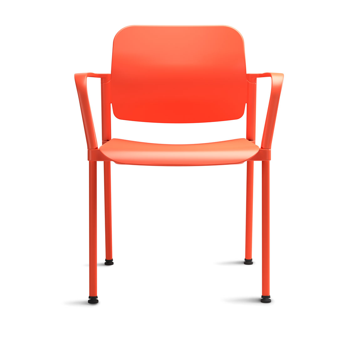 Cadeira LEAF Fixa Empilhável | Estrutura preta ou cinza - Assento e encosto Colorido *Com braço