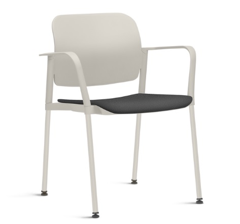 Cadeira LEAF Fixa Empilhável | Estrutura preta ou cinza - Assento Estofado *Com braço