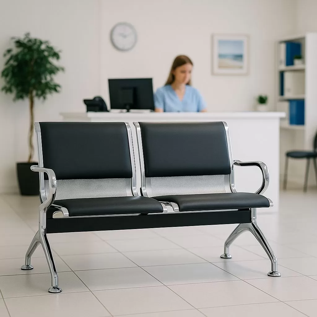 Longarina Charm 2 Lugares - Metálica Cromada | Estofada