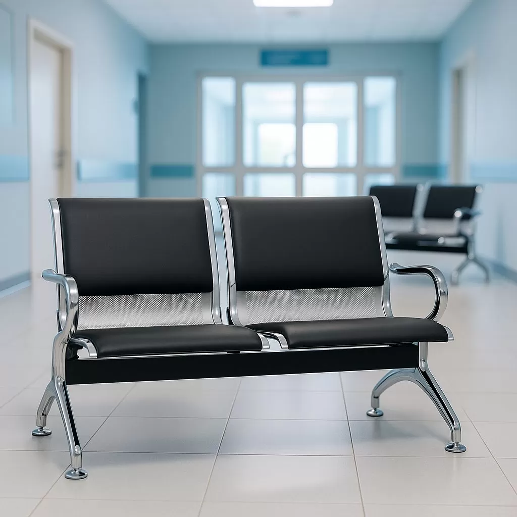 Longarina Charm 2 Lugares - Metálica Cromada | Estofada