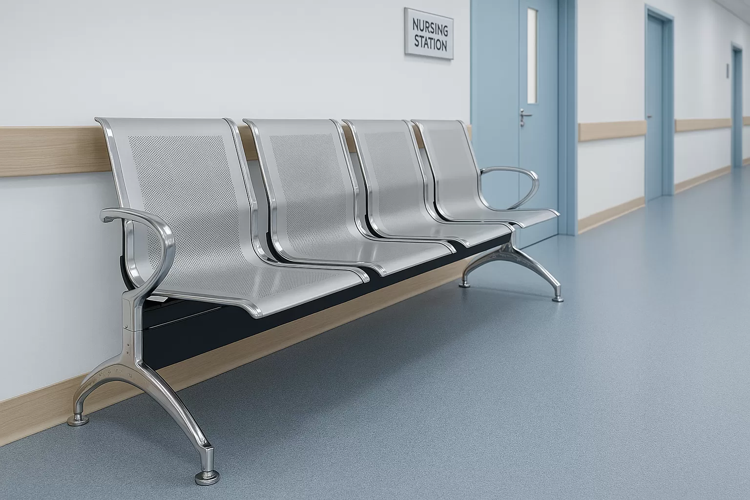 Longarina Charm 4 Lugares - Metálica Cromada | sem Estofado