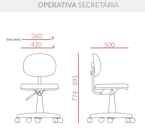 Cadeira Operativa Ergonômica Secretária - Base Standart *Sem Braços