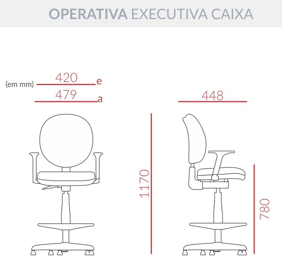 Cadeira Ergonômica Operativa Caixa Executiva com Backplax *Sem Braços