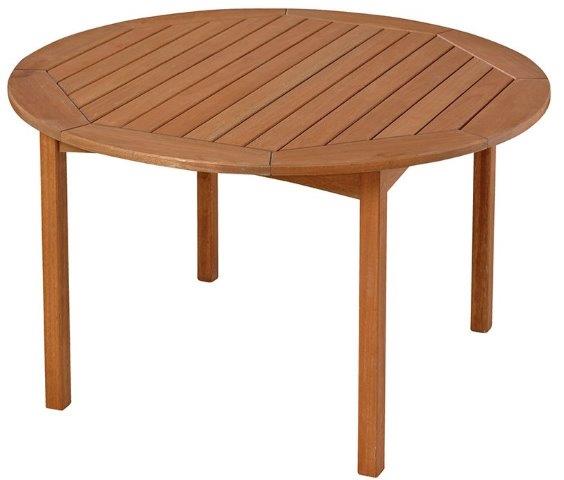 Mesa Área Externa Fixa Redonda ø 80 cm - Madeira Eucalipto, Acabamento Stain Jatobá - Espaço Casa e Jardim