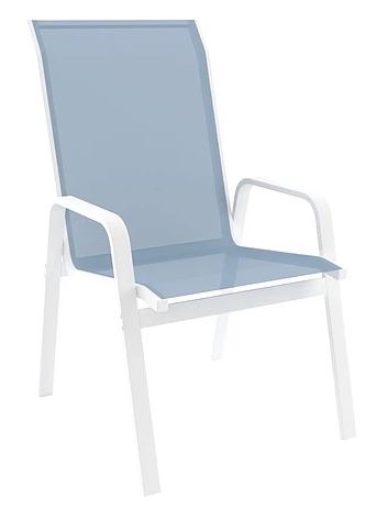 Cadeira para Piscina Summer - Alumínio Branco, Tela Sling Azul Claro | Empilhável