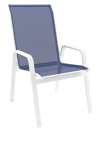 Cadeira Para Piscina Summer - Alumínio Branco, Tela Sling Azul Escuro | Empilhável