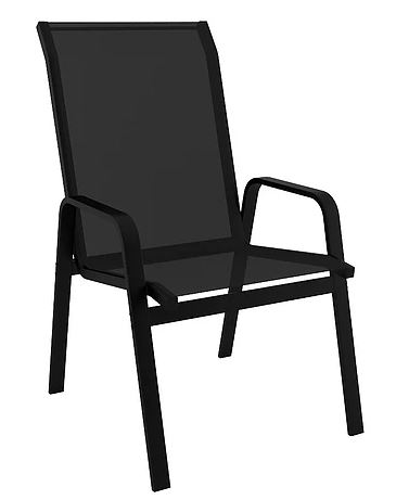 Cadeira Para Piscina Summer - Alumínio Preto, Tela Sling Preto | Empilhável