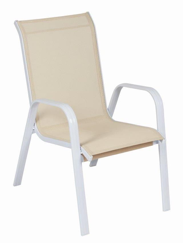 Cadeira Para Piscina Summer- Alumínio Branco, Tela Sling Bege Mesclado | Empilhável