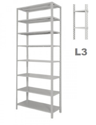 Estante de Aço 8 Prateleiras Edi-008/300 | Chapa 22 - Alt. 2,50 X Larg. 0,92 X Prof. 0,30 - Linha Industrial L3