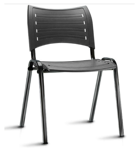 Cadeira Iso I Estrutura Preta/Cinza - Assento E Encosto Preto
