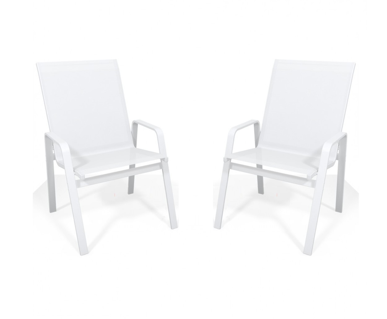 Kit Com 2 Cadeiras Para Piscina Summer - Alumínio Branco, Tela Sling Branca | Empilhável