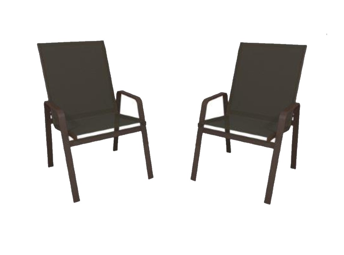Kit Com 2 Cadeiras Para Piscina Summer - Alumínio Marrom, Tela Sling Marrom | Empilhável