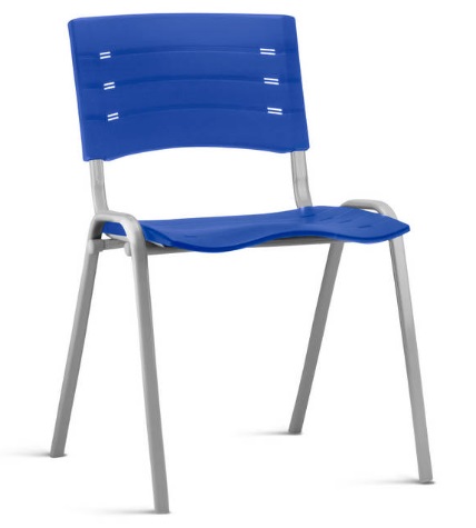 Cadeira NEW ISO Fixa Empilhável | Estrutura Cinza - Assento E Encosto Colorido