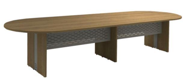  Mesa Reunião Escritório 14 Lugares L Painel Em Aço | Oval 3500 X 1200 - Atualle Impéria 25 Mm