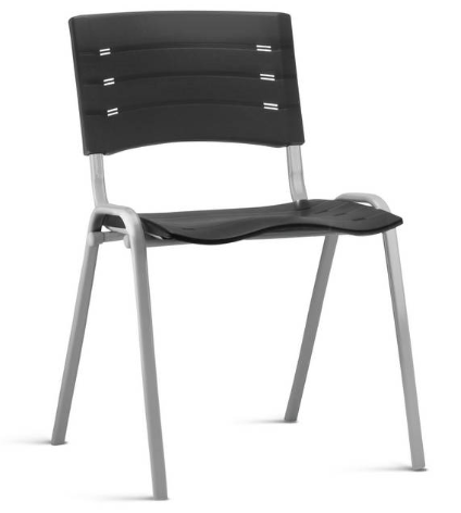 Cadeira New Iso I Estrutura Cinza/Preta - Assento E Encosto Preto