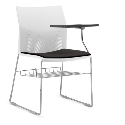 Cadeira Connect Universitária - Prancheta Escamoteável - Estrutura Cromada | Suporte Para Livros *Assento Estofado