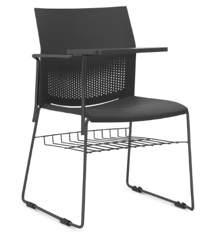 Cadeira Connect Universitária - Prancheta Fixa - Estrutura Preta Ou Cinza | Suporte Para Livros
