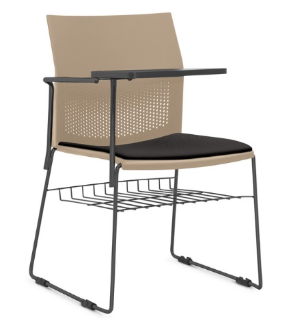 Cadeira Connect Universitária - Prancheta Fixa Estrutura Preta Ou Cinza | Suporte Para Livros *Assento Estofado