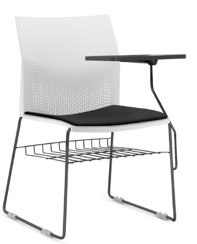 Cadeira Connect Universitária - Prancheta Escamoteável - Estrutura Preta Ou Cinza | Suporte Para Livros *Assento Estofado